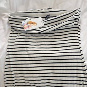 Striped Black and White Women's strapless dress.